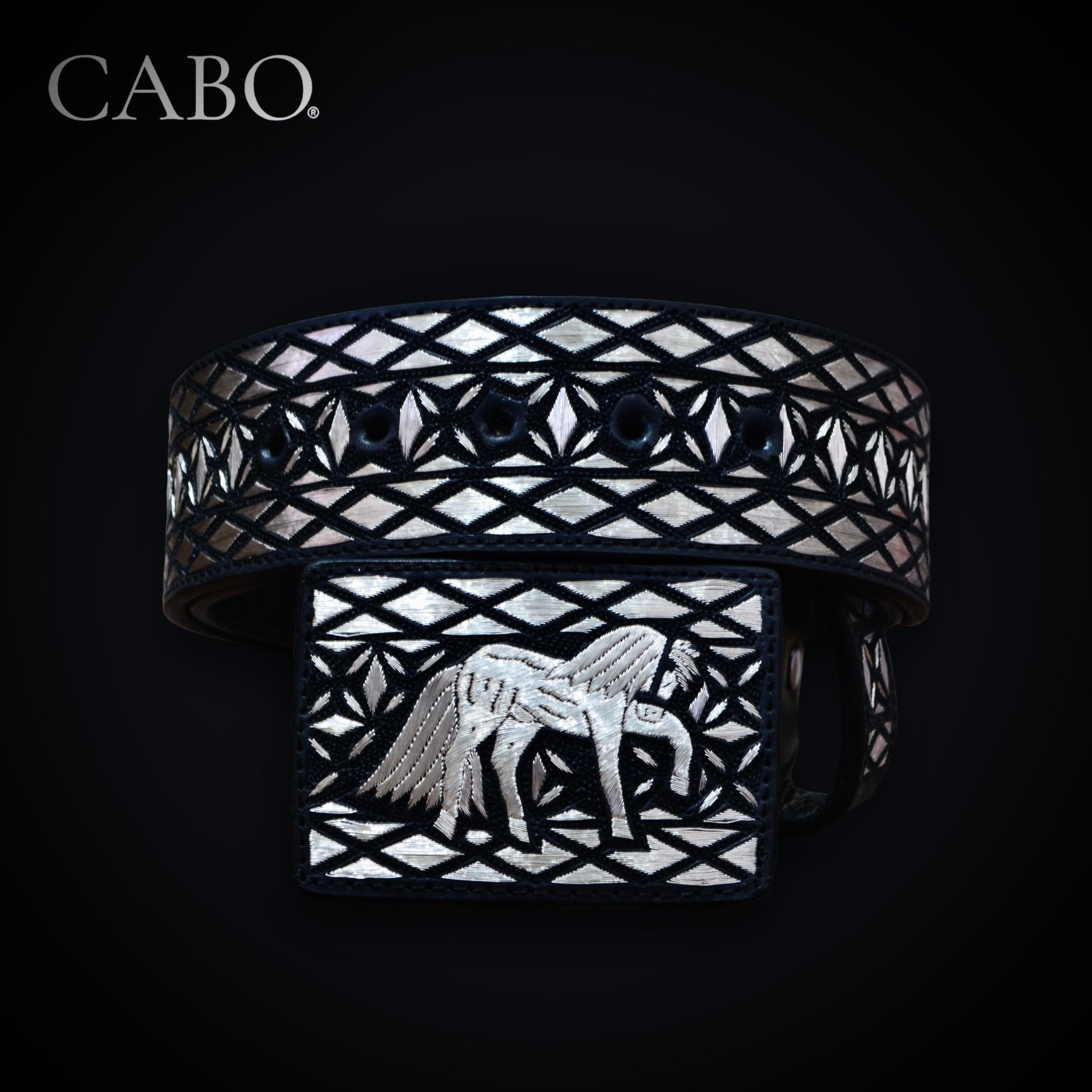 Cinturón Premium Hilo de Plata - Estilo Caballos